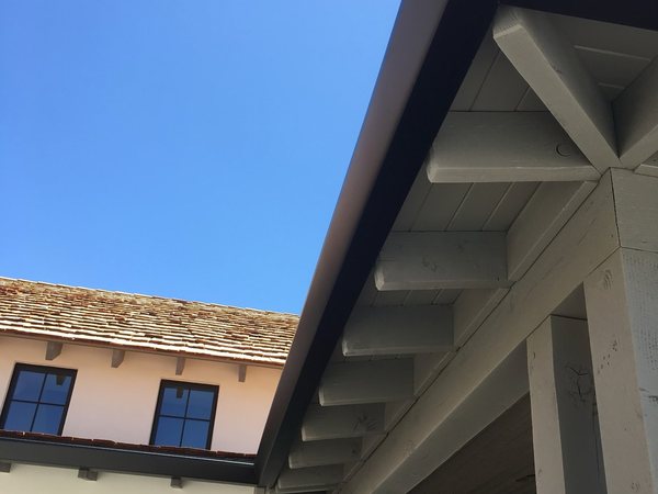 City Seamless straight-face gutter detail on a modern Southern Nevada roofline.