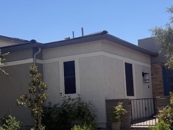 City Seamless straight-face gutter detail on a modern Southern Nevada roofline.